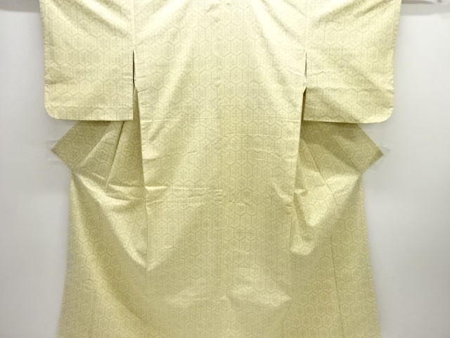 アンティーク　花亀甲模様織り出し十日町紬着物